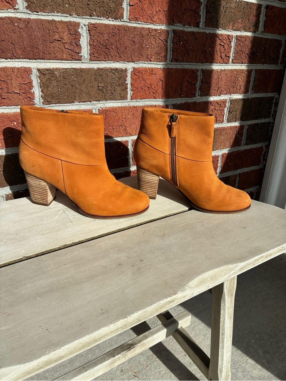 Cole Haan Orange Suede Side-Zip Ankle Booties